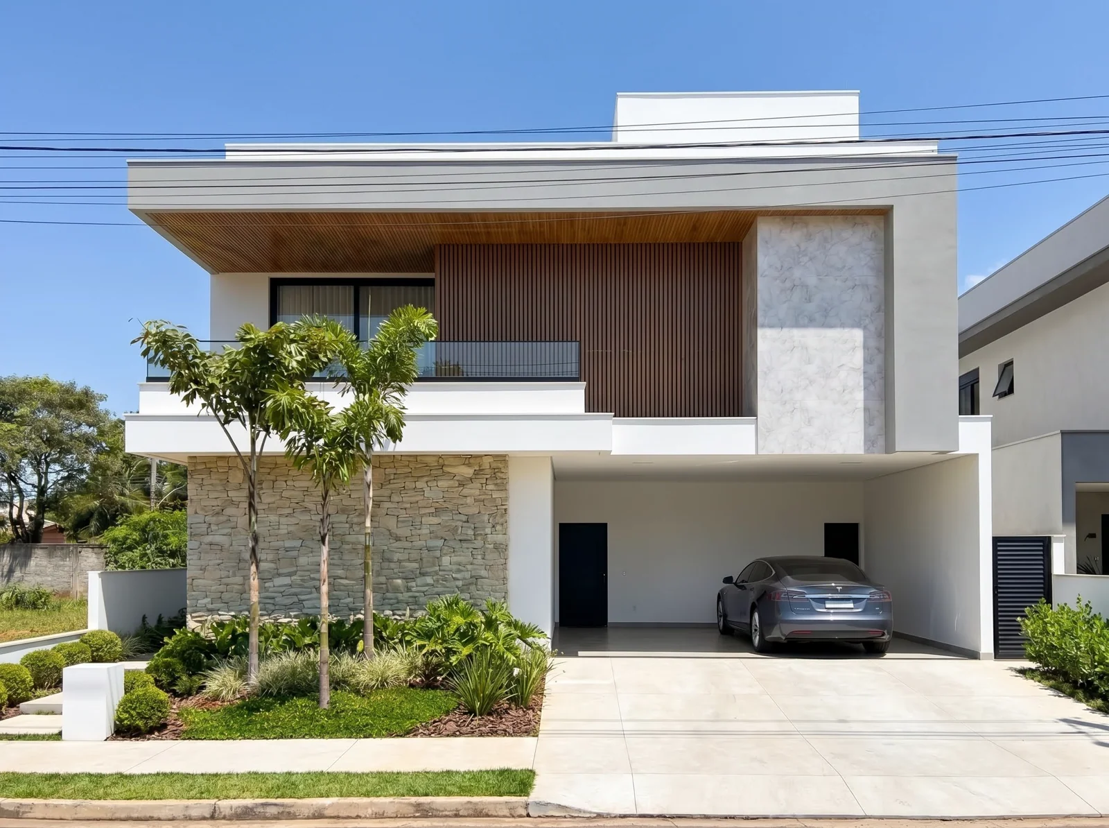 Casa Pedra Clara, fachada em visualização arquitetônica