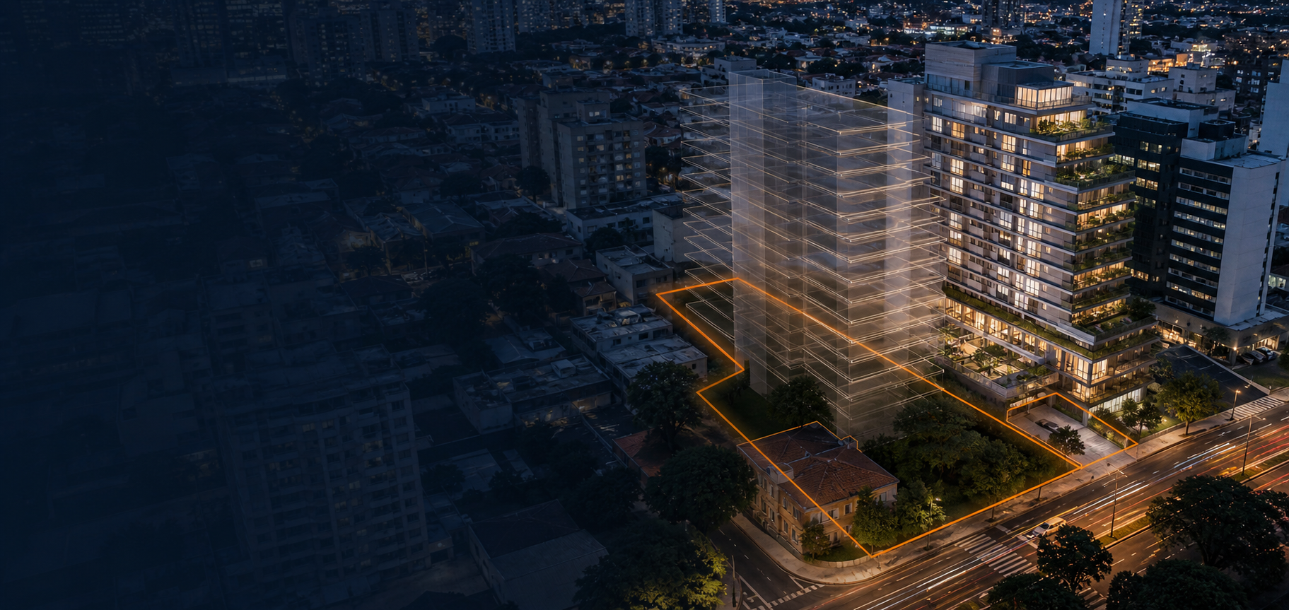 Composição arquitetônica de oportunidades de desenvolvimento imobiliário