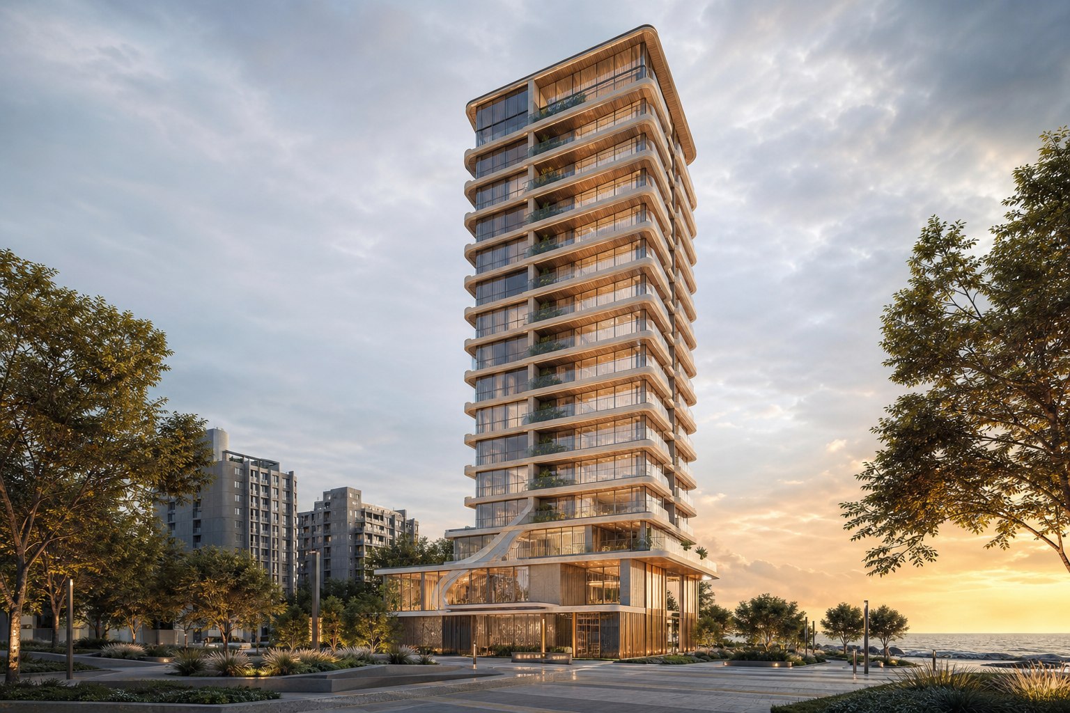 Torre residencial em visualização conceitual